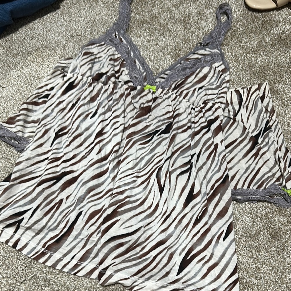 Zebra Print Women's Top with Lace Trim